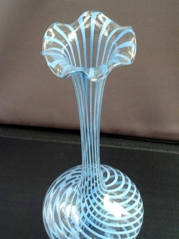 Gestreepte vaas,Bimini of Lauscha.