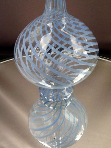 Gestreepte vaas,Bimini of Lauscha.