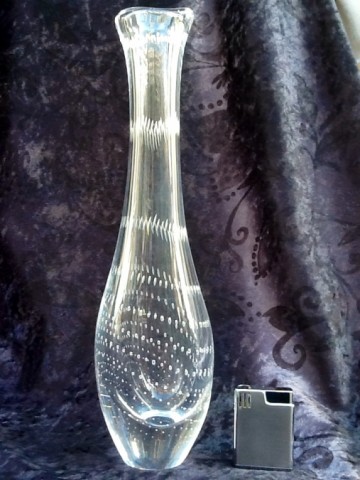 Vicke Lindstrand vaas met luchtbellen,Kosta 1960.