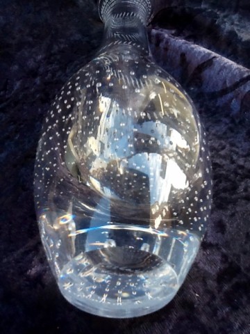 Vicke Lindstrand vaas met luchtbellen,Kosta 1960.