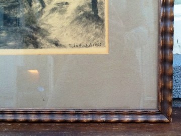 W.J.Hendriks,potloodtekening achter glas,1923.