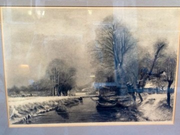 W.J.Hendriks,potloodtekening achter glas,1923.