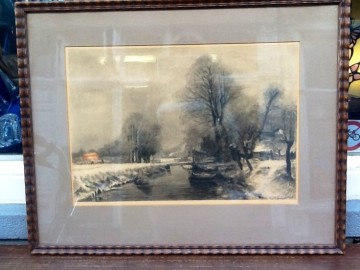 W.J.Hendriks,potloodtekening achter glas,1923.