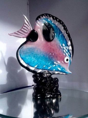 Mario Badioli,grote glazen gekleurde vis,gesigneerd.