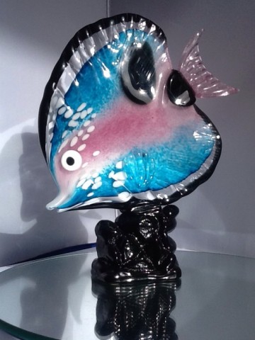 Mario Badioli,grote glazen gekleurde vis,gesigneerd.