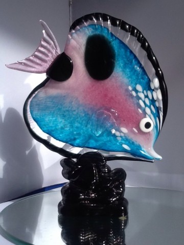Mario Badioli,grote glazen gekleurde vis,gesigneerd.