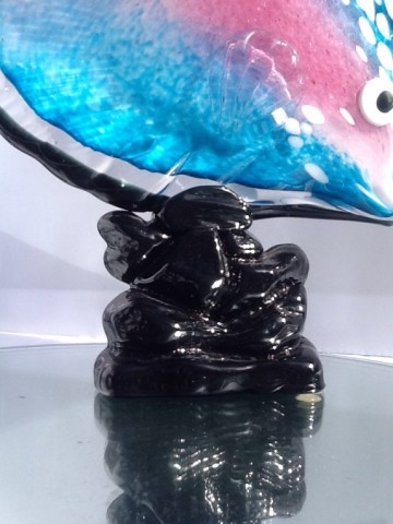 Mario Badioli,grote glazen gekleurde vis,gesigneerd.