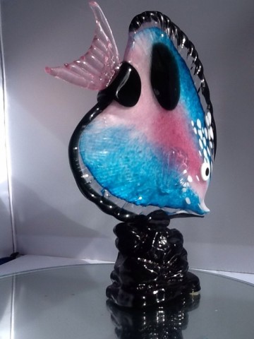 Mario Badioli,grote glazen gekleurde vis,gesigneerd.