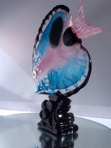 Mario Badioli,grote glazen gekleurde vis,gesigneerd.