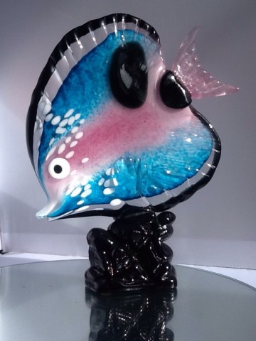 Mario Badioli,grote glazen gekleurde vis,gesigneerd.