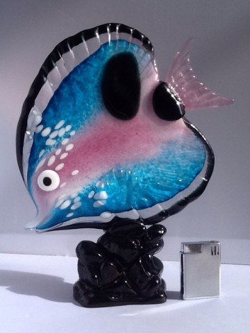 Mario Badioli,grote glazen gekleurde vis,gesigneerd.