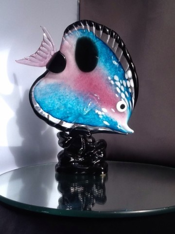 Mario Badioli,grote glazen gekleurde vis,gesigneerd.