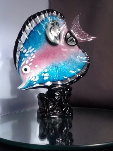 Mario Badioli,grote glazen gekleurde vis,gesigneerd.