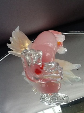 Seguso Alabastro eend met bladgoud,1950.