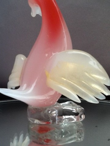 Seguso Alabastro eend met bladgoud,1950.