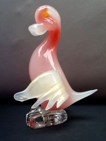 Seguso Alabastro eend met bladgoud,1950.