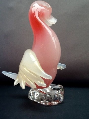 Seguso Alabastro eend met bladgoud,1950.