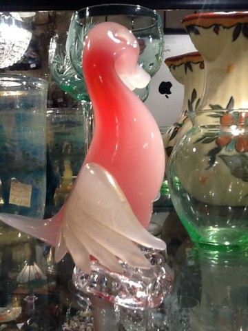 Seguso Alabastro eend met bladgoud,1950.