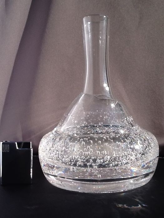 Chromatisch Eik Clam Floris Meydam kristallen vaas Vulcano Leerdam,1980. - Nederlands glas - De  Colibri antiek en curiosa