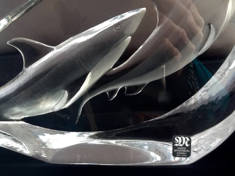 Maak los Gelach Vooroordeel Mats Jonasson Maleras groot object Haaien Wildlife nr 5 - Scandinavisch  glas - De Colibri antiek en curiosa